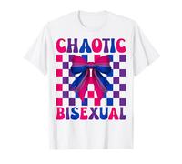 Caótico Bisexual Funny Bi Pride Flag LGBTQ Coquette Bow Camiseta