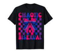 Caótico Bisexual Funny Bi Pride Flag LGBTQ Coquette Bow Camiseta