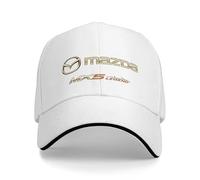 CAOXINZI Gorra de BéIsbol Personalizada para Mazda MX5 2015+, Gorra para Deporte Ajustable, Gorros de Béisbol Transpirable para Mujer y Hombre,White