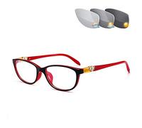 CAOXN Gafas De Lectura De Transición De Decoloración, Gafas De Sol Multifocales Progresivas para Mujer, Gafas De Miopía con Dioptría,Rojo,+2.50