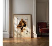 CAOXTART Arte mural de as de picas, póster de estilo bohemio, lienzo con ases negros, decoración de pared, obra de arte retro de naipes (50 x 70 cm/marco interior)