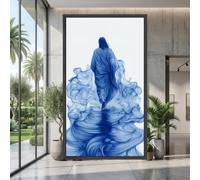 CAOXTART Cuadro al óleo sobre lienzo con tinta azul, Jesús caminando sobre el agua, impresión en lienzo, arte mural cristiano, decoración religiosa inspiradora (65x120cm/sin marco)