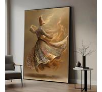 CAOXTART Cuadro de danza de derviches giratorios, arte mural en lienzo de danza espiritual vintage, pósteres y láminas de caligrafía clásica (60x90cm/sin marco)