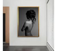 CAOXTART Cuadro de mujer de espaldas, arte romántico para la pared del salón, pósteres y láminas de decoración del hogar (80x120cm/marco interno)