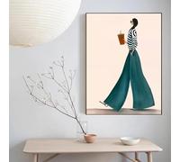 CAOXTART Cuadro decorativo de mujer a la moda | Gran pintura moderna sobre lienzo | Obra de arte figurativa para la decoración del hogar (80x120cm/Sin marco)