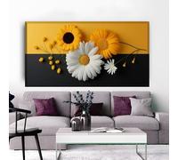 CAOXTART Cuadro en lienzo de girasol y margarita, arte floral moderno para pared, pósteres e impresiones de flores, para sala de estar, decoración del hogar (70 x 110 cm/sin marco)