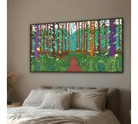 CAOXTART Cuadro en lienzo de un camino forestal, arte mural estilo David Hockney, impresiones de pósteres de paisajes naturales, para sala de estar, mural para el hogar (65 x 130 cm/sin marco)