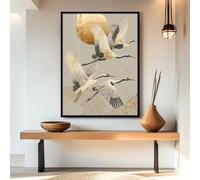 CAOXTART Decoración de pared Zen Wabi Sabi, pósteres nórdicos de grullas voladoras, lienzos de arte neutro, pintura escandinava para habitaciones u oficinas (50x70cm/sin marco)