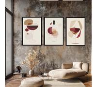 CAOXTART Juego de tres lienzos con copas de vino abstractas - Cuadro bohemio con copas de vino - Arte mural para cocina, pósteres decorativos para bar (50 x 70 cm x 3 cm/marco interior)