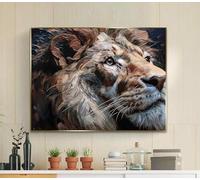 CAOXTART Lienzo con retrato de león vintage, pósteres de fauna salvaje, arte mural clásico, pintura al óleo sobre lienzo de animales retro, decoración de pared para el hogar (40x60cm/sin marco)