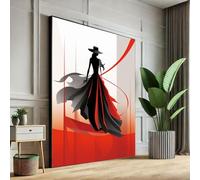 CAOXTART Lienzo con silueta de vestido rojo, póster de retrato de mujer, cuadro femenino sobre lienzo para sala de estar, decoración de pared para el hogar (70x100cm/sin marco)