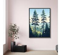 CAOXTART Lienzo de bosque de pinos, pintura de paisaje de montaña, pósteres e impresiones de paisajes naturales, para sala de estar, decoración del hogar (30 x 40 cm/sin marco)