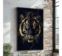 CAOXTART Lienzo decorativo de tigre dorado, arte mural de tigre feroz, pósteres e impresiones de retratos de animales, para sala de estar, mural de decoración del hogar (30x40cm/sin marco)