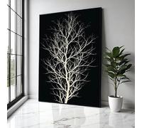 CAOXTART Lienzo elegante con silueta de árbol desnudo, arte mural minimalista en blanco y negro, pósteres de decoración natural moderna, obra de arte con impresión de ramas (80 x 120 cm/sin marco)
