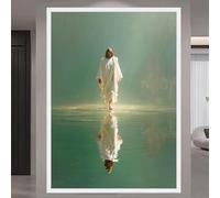 CAOXTART Lienzo espiritual para pared, póster de Jesús caminando sobre el agua, mural religioso inspirador, pintura cristiana para decoración del hogar (60 x 80 cm/marco interior)