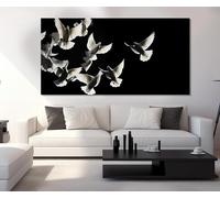 CAOXTART Lienzo impreso de palomas blancas, póster de palomas blancas, pintura minimalista de palomas, arte mural de aves, pósteres de aves de la paz (90x180cm/sin marco)