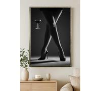 CAOXTART Lienzo minimalista en blanco y negro para pared, pósteres e impresiones de piernas de mujer con copas de vino, fotografía para decoración del hogar (40 x 60 cm/sin marco)