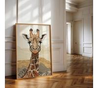 CAOXTART Lienzo moderno de jirafa para pared, póster de animales de safari africano, pintura en lienzo de vida silvestre, impresiones de decoración bohemia para guardería (50 x 70 cm/marco interior)