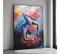 CAOXTART Pintura al óleo abstracta de una contorsionista en pose de baile, arte mural de danza moderna y colorida, impresiones figurativas en lienzo, arte mural para el hogar (50x70cm/marco interno)