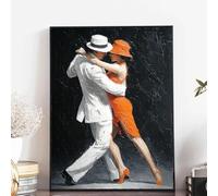 CAOXTART Pintura al óleo sobre lienzo de tango apasionado, impresión abstracta en lienzo de pareja, pósteres románticos para dormitorio, decoración del hogar (70 x 110 cm/sin marco)
