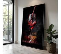 CAOXTART Pintura al óleo sobre lienzo de vino tinto: pósteres e impresiones modernos para bares, decoración nórdica para cocina, arte mural abstracto para comedor (50 x 70 cm/marco interior)