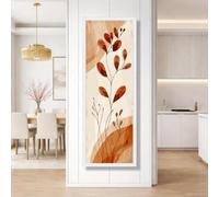 CAOXTART Pintura botánica abstracta, arte mural en tonos tierra, diseño minimalista de plantas, lienzos florales, decoración natural para el hogar (65x195cm/sin marco)