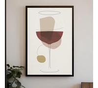 CAOXTART Póster abstracto de copas de vino, lienzo minimalista para pared, pintura de líneas de copas de vino, mural decorativo para restaurante (70 x 110 cm/marco interior)
