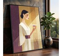 CAOXTART Póster abstracto de mujer sosteniendo una copa de cóctel, arte mural retro en lienzo, pintura al óleo de retrato femenino, decoración vintage para el hogar (50x70cm/sin marco)