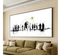 CAOXTART Pósteres con diseño abstracto de la esfera terrestre, pintura minimalista sobre lienzo, retrato de personas en blanco y negro para decoración del hogar (80x140cm/marco interno)