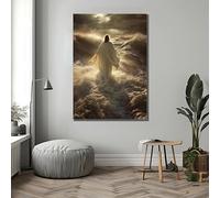 CAOXTART Pósteres de lienzo con ondas abstractas: Jesús caminando entre pinturas clásicas, impresiones religiosas, arte de pared para decoración del hogar (50 x 70 cm/sin marco)
