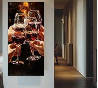 CAOXTART Pósteres de vino tinto, impresiones en lienzo, copas de vino, cuadros de pared, decoración de pared de cocina y bodega moderna (40 x 80 cm/marco interior)