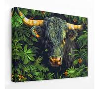 CAOXTART Pósteres e impresiones de vida silvestre de un toro entre los arbustos | Lienzo de la selva | Arte mural natural para sala de estar, decoración del hogar (50 x 70 cm/marco interior)