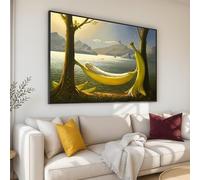 CAOXTART Pósteres surrealistas de hamacas de plátano, arte mural en lienzo con paisajes, impresiones de naturaleza tropical, pintura única en lienzo para el hogar (30 x 40 cm/marco interior)