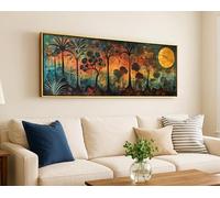 CAOXTART Quadro panoramico floreale su tela: stampa botanica moderna per arredamento in stile boho, dipinto paesaggistico su tela (45x135 cm/senza cornice)
