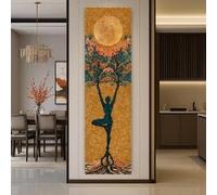 CAOXTART Quadro su tela alto e stretto, arte murale yoga: stampa su tela con albero in meditazione, poster e stampe per arredamento studio yoga boho (40x120 cm/senza cornice)
