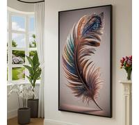 CAOXTART Quadro su tela con piuma di pavone colorata, arte astratta con piuma da parete, poster con design a piuma, stampa su tela per arredamento (80x140 cm/cornice interna)