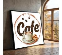 CAOXTART Stampa su tela con motivo latte, dipinto astratto su tela a tema caffetteria, poster vintage per la decorazione della cucina (80x80 cm/senza cornice)