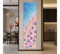 CAOXTART Stampa su tela con ombrellone rosa sulla spiaggia: decorazione per casa al mare, quadro su tela estivo con spiaggia (55x165 cm/senza cornice)