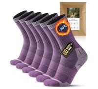 CAOZITOU 3 Pares de Calcetines de Trekking de Merino Para Hombre y Mujer, Calcetines 60% lana, Térmicos Acolchados de Senderismo de Trekking para Deporte