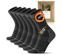 CAOZITOU 3 Pares de Calcetines de Trekking de Merino Para Hombre y Mujer, Calcetines 60% lana, Térmicos Acolchados de Senderismo de Trekking para Deporte