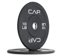 CAP Barbell Budget Juego de placas de parachoques olímpicas con logotipo blanco, negro, par de 10 libras