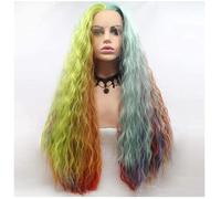 Cap de peluca Rainbow Gradiente mixta Wave R Lace sintética Pelera delantera Long Curly sintética Long ondulada ola natural Cosplay Mujeres Fantilias de fantasía de la fiesta Diario, actor, Estrella d