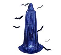 Capa brillante con capucha para Halloween, cómoda para mujer, Zafiro, 130