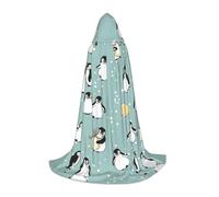Capa con capucha con estampado de copo de nieve y globo de pingüino para hombre, capa de mago con capucha, perfecta para Halloween y cosplay