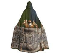 Capa con capucha con patrón de araña negra, disfraz de cosplay para hombres y mujeres, disfraz de Halloween para adultos