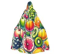 Capa con capucha de bruja para adultos, diseño de limones, cerezas y uvas, disfraz de Halloween