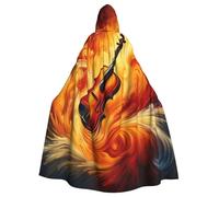 Capa con capucha de bruja para adultos, pintura de violín, disfraz de Halloween