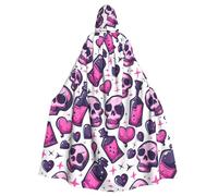 Capa con capucha de calavera de amor de poción púrpura para Halloween para mujeres y hombres, disfraces de cosplay para fiestas navideñas