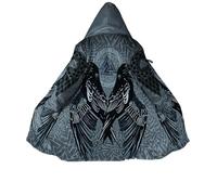 Capa con Capucha De Cuervo Odin De Nordic Totem, Parka Retro Unisex Cálida Y Acolchada, Abrigo Informal De Cachemira Suave Y Ajustado con Bolsillo para Fiesta De Navidad(Grey,L)