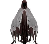 Capa con Capucha de Halloween, Bata de Fantasma Desgastada y Espeluznante para Adultos, Disfraz de Segador,Marrón,One Size